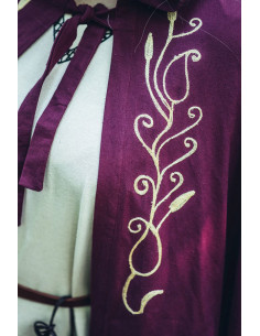 Capa medieval con bordados modelo Lyra, color rojo 2