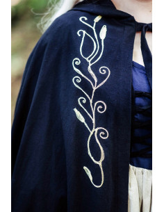 Capa medieval con bordados modelo Lyra, color negro 2