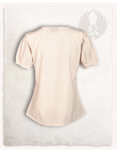 Blusa medieval Elisa manga corta, color crema, con lazo... 2