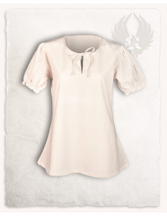 Elisa middeleeuwse blouse korte mouw, creme kleur, met...