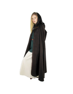 Middeleeuwse cape met borduursel en Gesa broche, bruine...