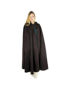 Middeleeuwse cape met borduursel en Gesa broche, bruine... 2
