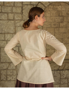 Blusa medieval Valeria manga campana larga, color crema 2