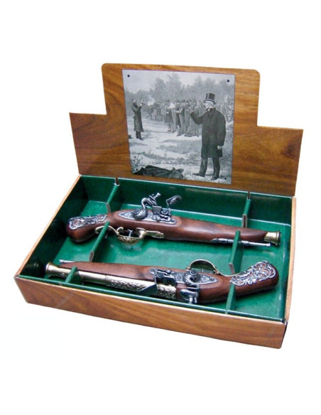 Set van 2 Engelse duellerende pistolen, 18e eeuw