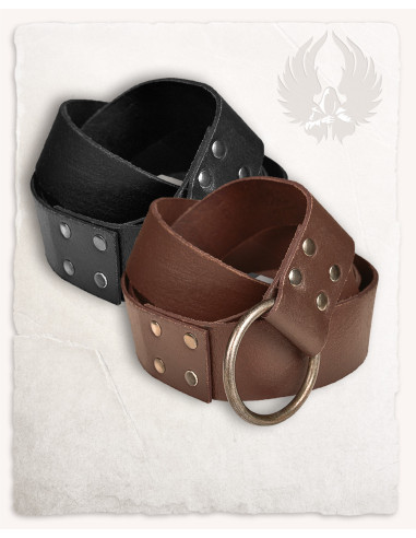 Mittelalterlicher Doran-Gürtel mit Ringschnalle
 Farbe-Schwarz