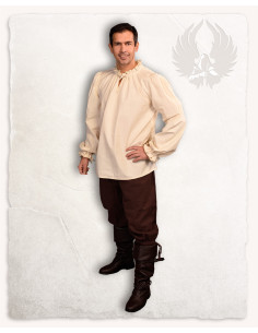 Bastian middeleeuws overhemd met lange mouwen in crème