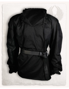 Camisa medieval Bastian manga larga en negro