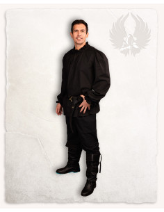 Camisa medieval Bastian manga larga en negro 2