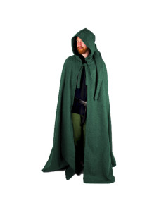 Capa medieval larga modelo Hervir, verde 131 cm.