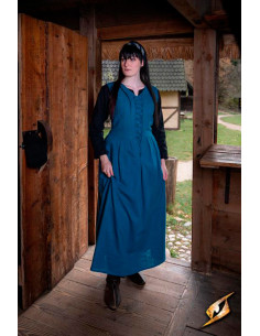 Vestido medieval y Renacentista mujer Adelina en azul Misty