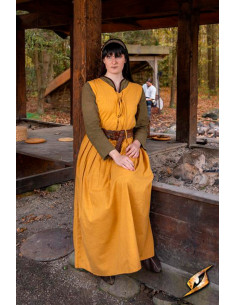 Vestido medieval y Renacentista mujer Adelina en amarillo...