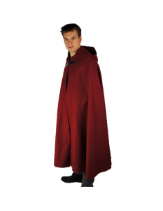 Capa medieval de lana modelo Tjark, color rojo