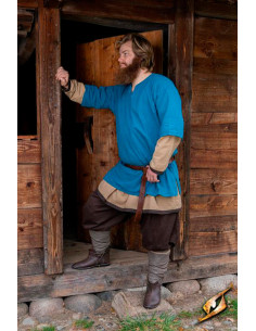 Camisa medieval algodón Jolner Misty azul