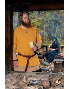 Camisa medieval algodón Jolner amarillo mostaza