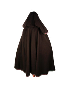 Mittelalterlicher brauner Wollumhang mit Kapuze, Modell... 2