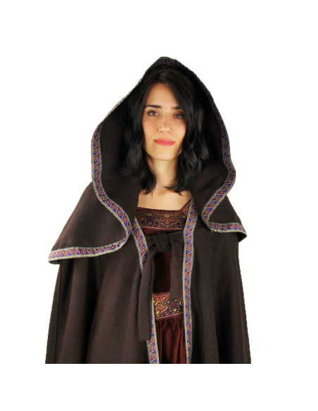 Capa medieval de lana marrón con...