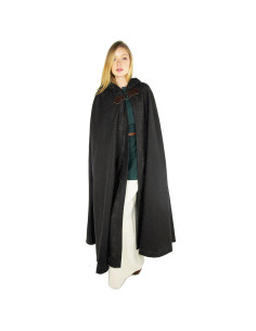 Capa medieval de Cabo gris con capucha, modelo Gesa
