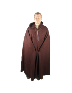 Mittelalterlicher langer Wollumhang Modell Hero, braune...