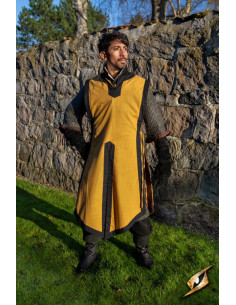 Tabardo medieval Clement bicolor, amarillo grifo - negro...