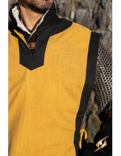 Tabardo medieval Clement bicolor, amarillo grifo - negro... 2