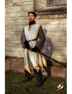 Middelalderlig tabard Clement bicolor, elfenbenshvid -...