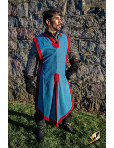 Tabardo medieval Clement bicolor, azul místico - rojo...