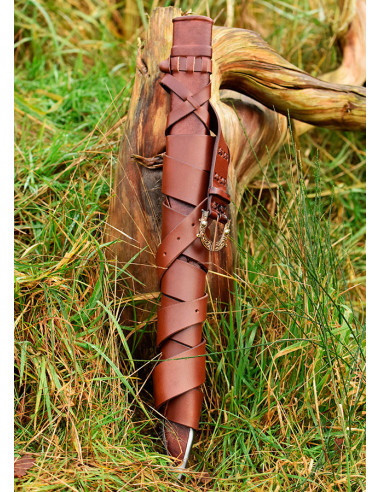 Scheide und Gürtel für Wikingerschwertknauf mit 3 Lappen zum Üben, kurze Ausführung