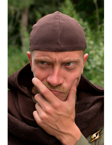 Gorro medieval Baldur en color marrón oscuro
