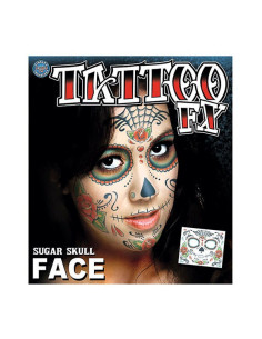 Suiker Schedel Gezicht Tijdelijke Tattoo