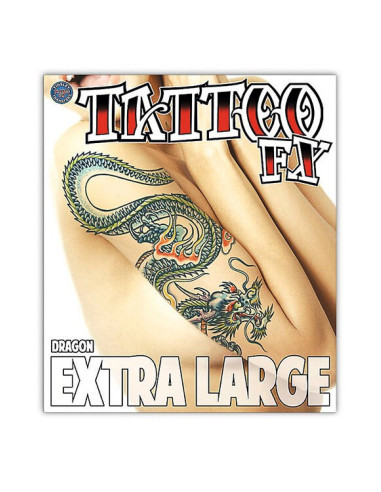 Tatuaje temporal con dragón, extra largo