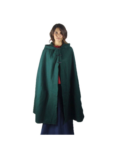 Korte middeleeuwse cape voor dame model Marie, groene kleur