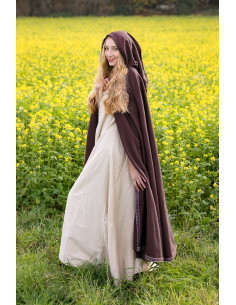 Capa medieval lana con bordados modelo Daniel, color marrón
