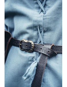 Celta lange leren riem model Merle, kleur bruin