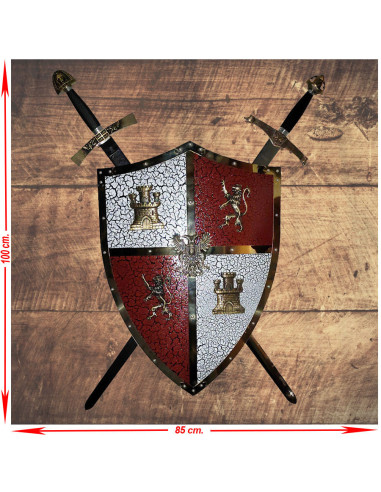 Schwertrüstung mit Wappen von Kastilien und León