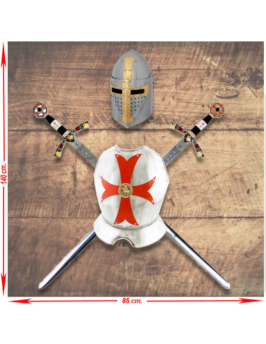 Panoplia de Caballeros Templarios con Espadas, pectoral y casco
