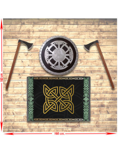 Viking Panoply met schild, bijlen en spandoek