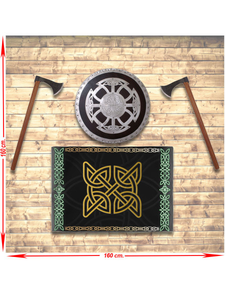 Panoplia Vikinga con Escudo, hachas y...