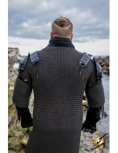 Sæt skovhugger skulderpuder i sort læder 2