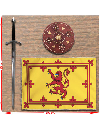 King of Scots-panoplie met grootzwaard, targe-schild en banier