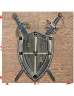Panoplia rústica del Cid Campeador con Escudo y Espadas