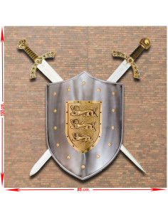 Panoplia medieval de espadas de Lancelot y el Príncipe Valiente con escudo