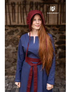 Gorro medieval Bonnet mujer Emma, color Burdeos 2