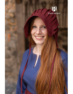 Gorro medieval Bonnet mujer Emma, color Burdeos