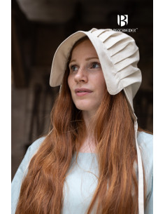 Middelalderhat Bonnet kvinde Emma i naturlig farve 2