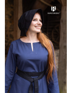 Gorro medieval Bonnet mujer Helga, color Negro