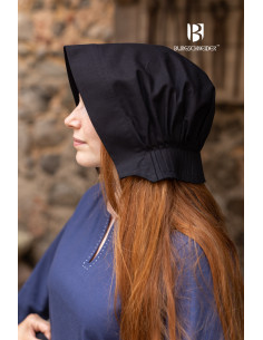 Middeleeuwse motorkap vrouw Helga cap, zwarte kleur 2