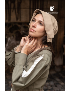 Gorro medieval Bonnet mujer Helga, color cáñamo