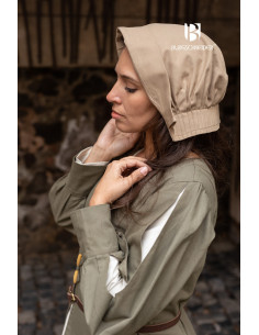 Gorro medieval Bonnet mujer Helga, color cáñamo 2