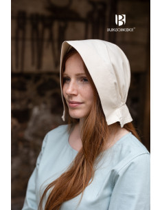 Middeleeuwse hoed Bonnet vrouw Helga, naturel kleur