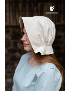 Gorro medieval Bonnet mujer Helga, color natural 2